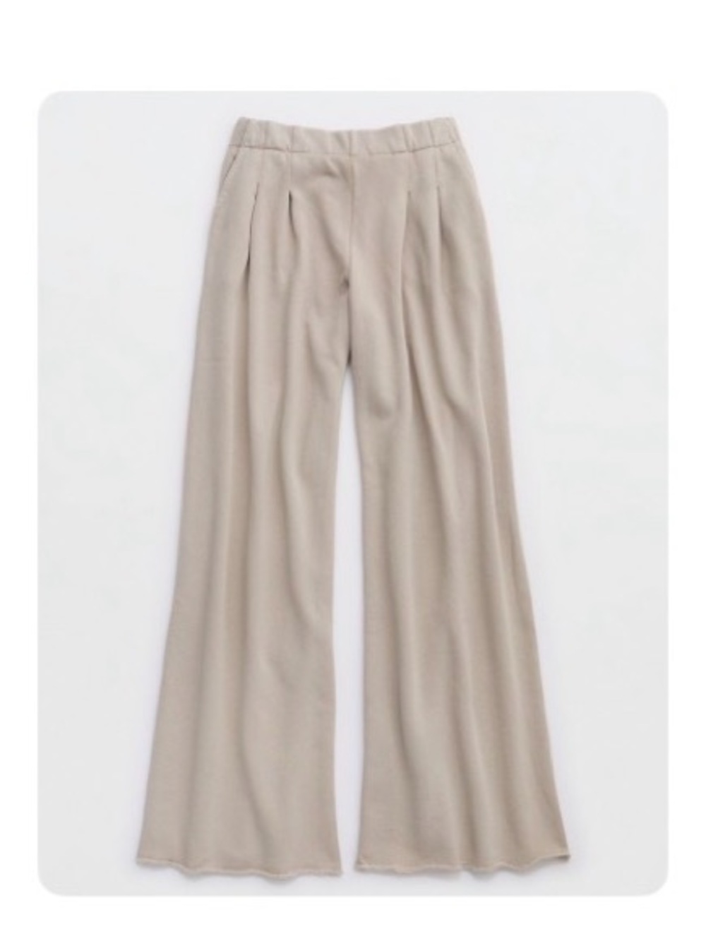 aerie Taupe-Gray Wide Leg Trousers with Front Pleats
